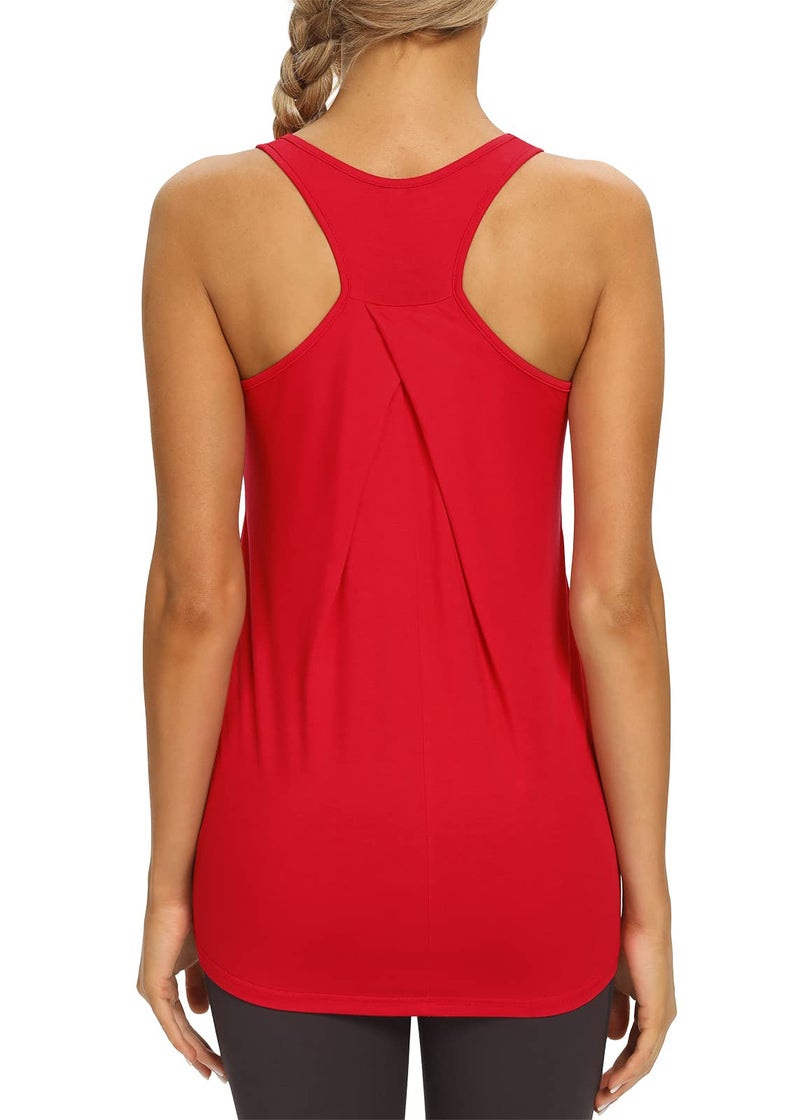 Mippo Workout Tanks Active Tops Tennis Shirts Oversized Long Shirts Athletic Racerback Tank Tops for Women Red XXL - Image 1